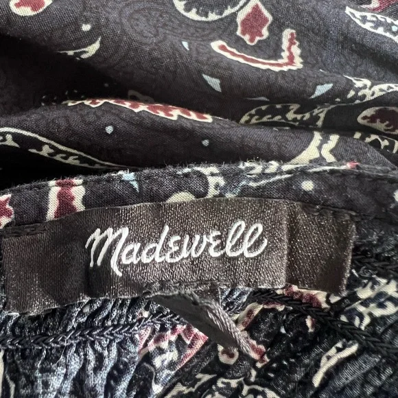 Madewell Navy Paisley V-Neck Long Sleeve Maxi Dress - Picture 2 of 9